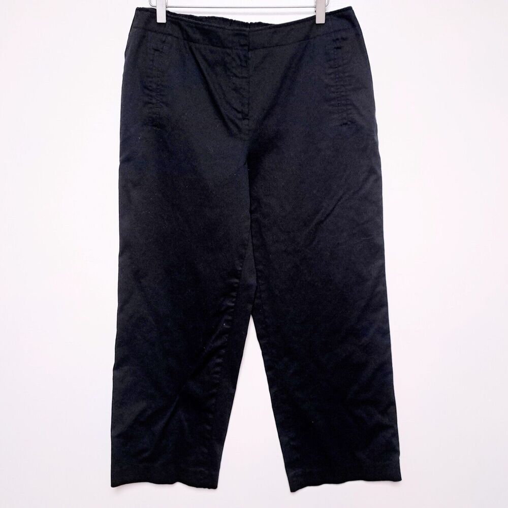 Talbots Petites High Rise Stretch Cotton Straight Leg Career Pants Black 14W